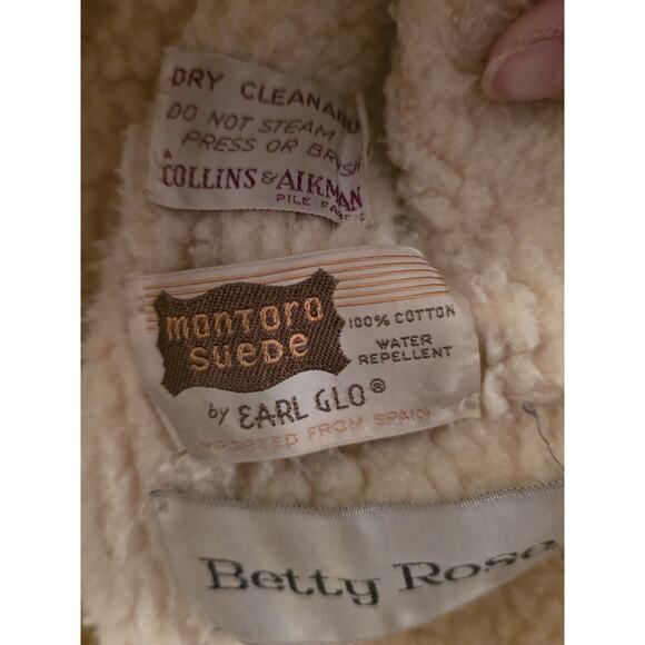 Vtg 70s Montoro Suede Faux Sherling Hooded Jacket Brown Betty Rose M Retro - Picture 3 of 11